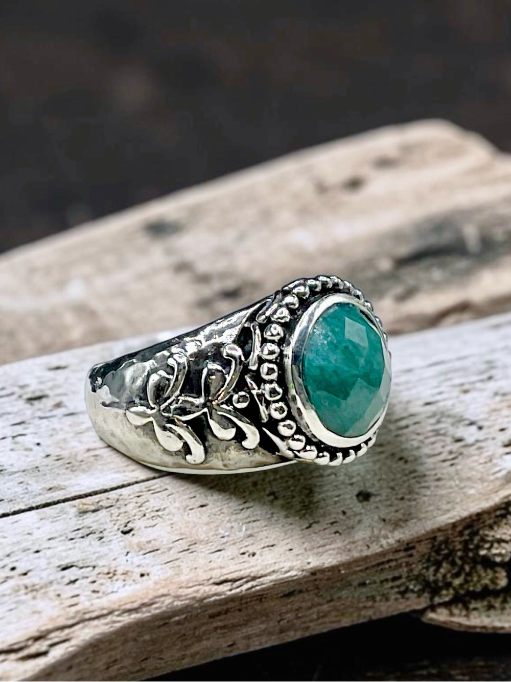 🌺 Signed Samuel B. Sterling  & Genuine Emerald Ring